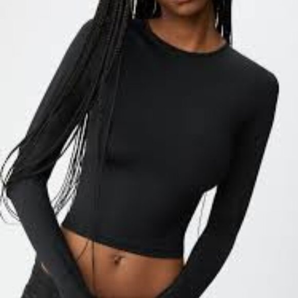 Stradivarius Black Long Sleeve Top Size L - Picture 1 of 8